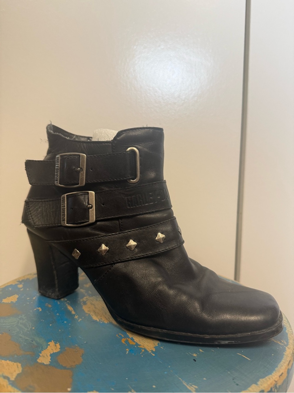 Harley Davidson Black Studded Buckle Ankle Boots - sexy, Bikercore. Fall